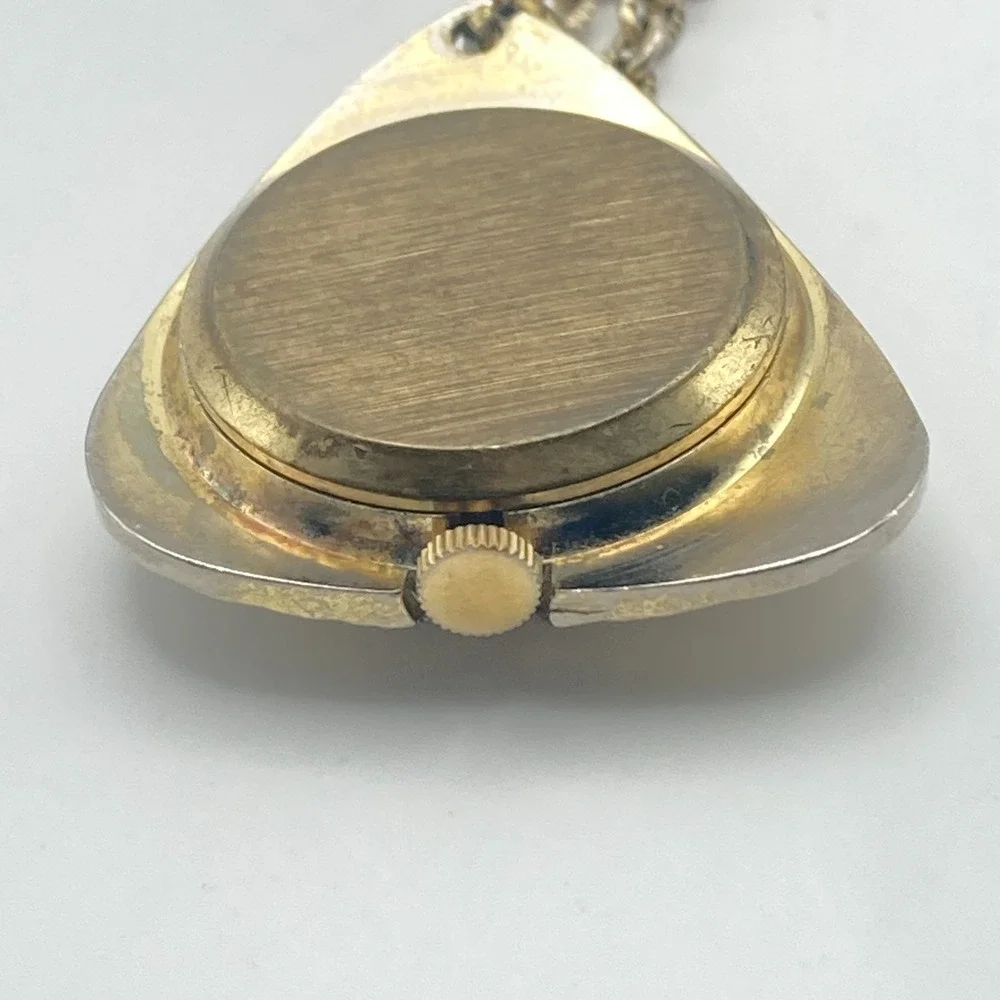 Vtg Lucerne Necklace Pendant Watch Gold Tone Swiss Manual Wind Up w/Chain Works!